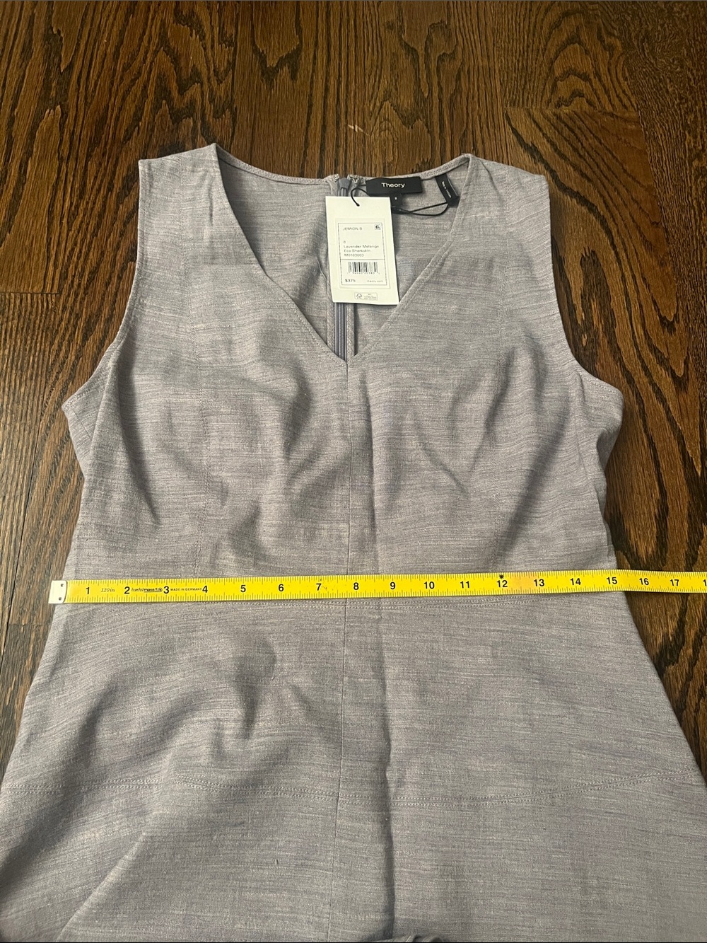 NEW! Theory Sleeveless Good Linen l Light Gray A-Line Jemion Sharkskin Dress - Picture 6 of 10